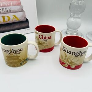Starbucks Ceramic Mug Set - Red, Cream, Green - small size
